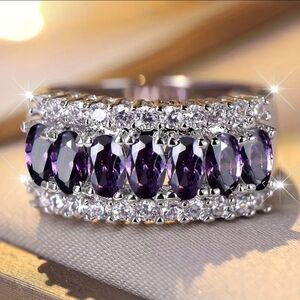 Elegant Purple and Silver Women's Ring